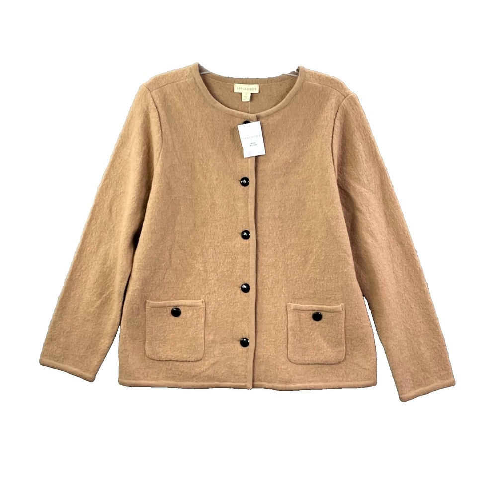 Appleseed's Cardigan Sweater Womens Large‎ Wool Button Front Minimalist Academia